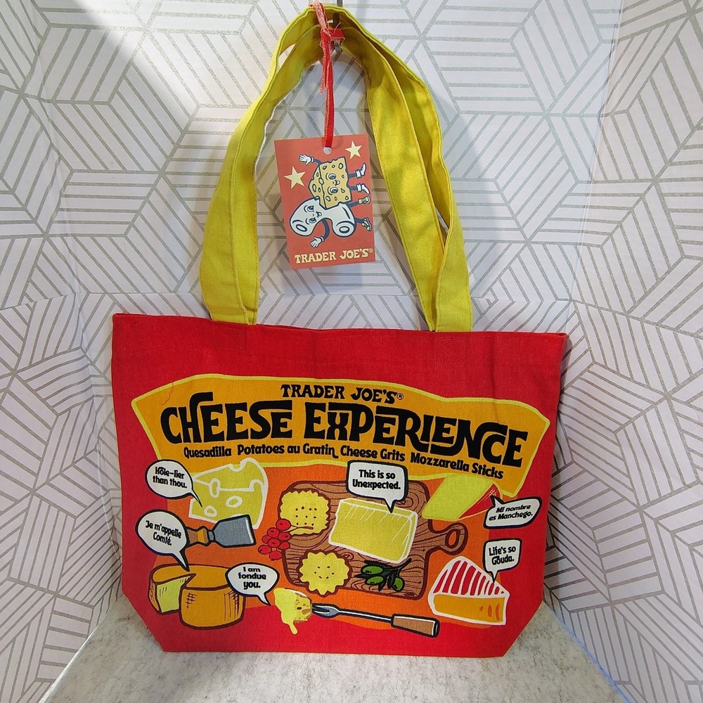 Trader Joe's Bag  Reusable Canvas NEW Cheese Adventures shopping Heavy DutyLarge